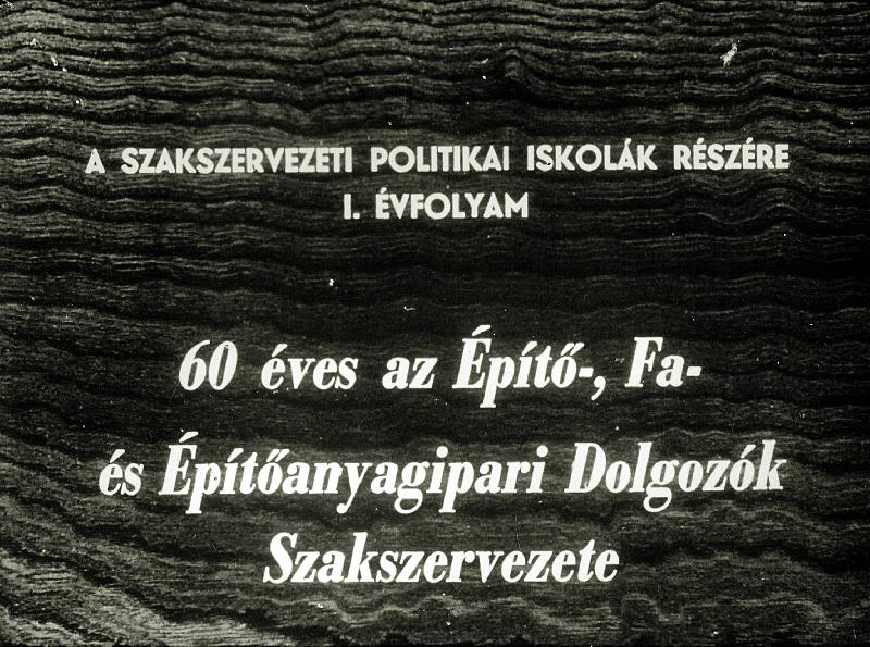 60 éves az Építő, - Fa - és Épitőipari Dolgozók Szakszervezete